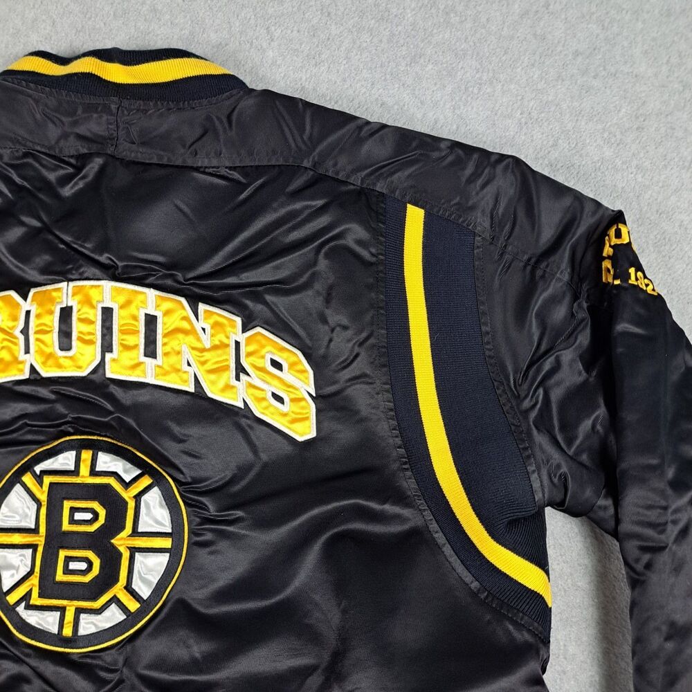 Vtg Boston Bruins G-III & Carl Banks Satin Bomber Jacket Mens L NHL Snap Up - Picture 16 of 16